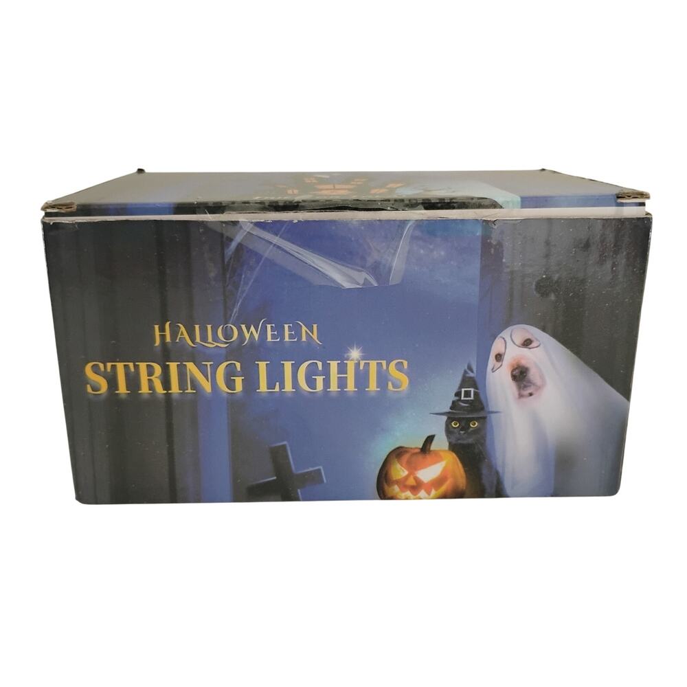 Halloween String Lights MultiSpeed BatteryOperated Pumpkins Cats Skeleton Tested